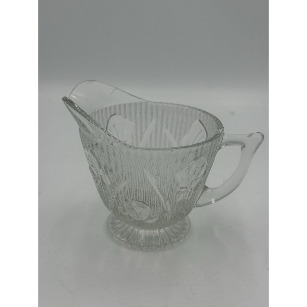 1930's Jeannette Iris & Herringbone Crystal Clear Cream Dish Only Replacement
